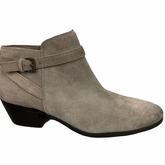 Sam Edelman Pirro Suede Ankle Booties Putty Size 9 Stacked Heel - Picture 2 of 9